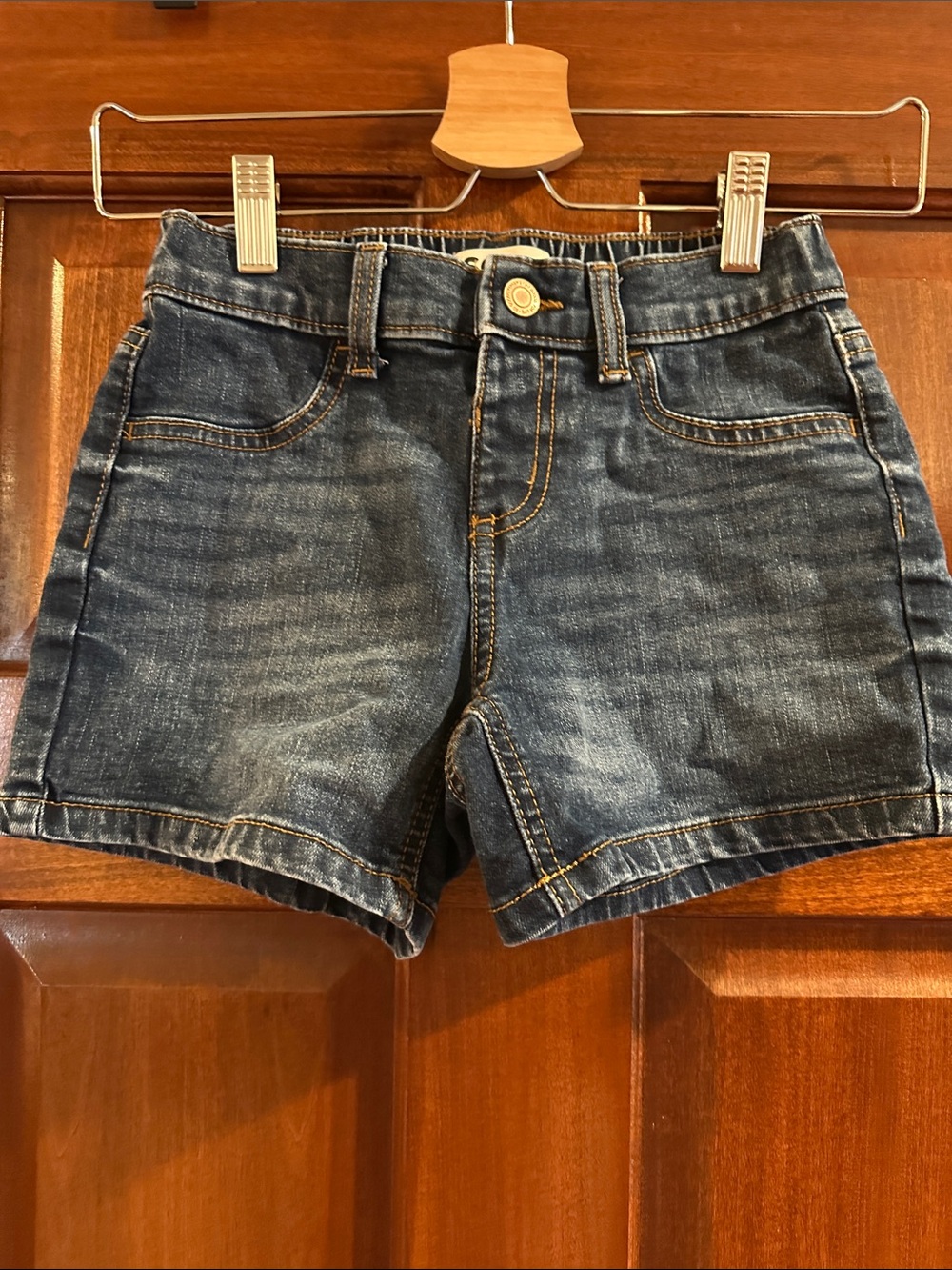 SO Kids Med/Dark Blue Denim Shorts with Button Elastic Waist Size 8